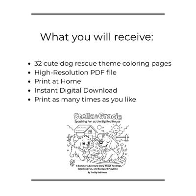 Stella + Gracie Splashing Fun at the Big Red House - printable colouring book – Image 2