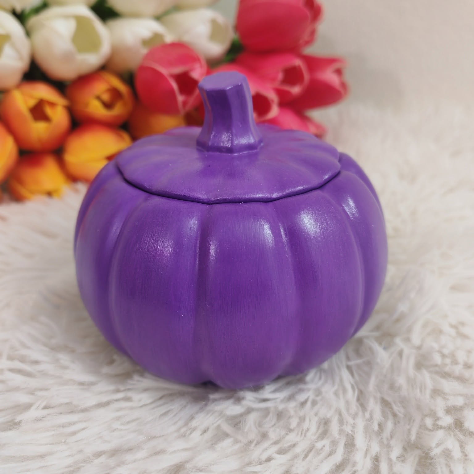 Home decorative candle storage, jewelry organizer - Pumpkin shape storage jar – Image 3