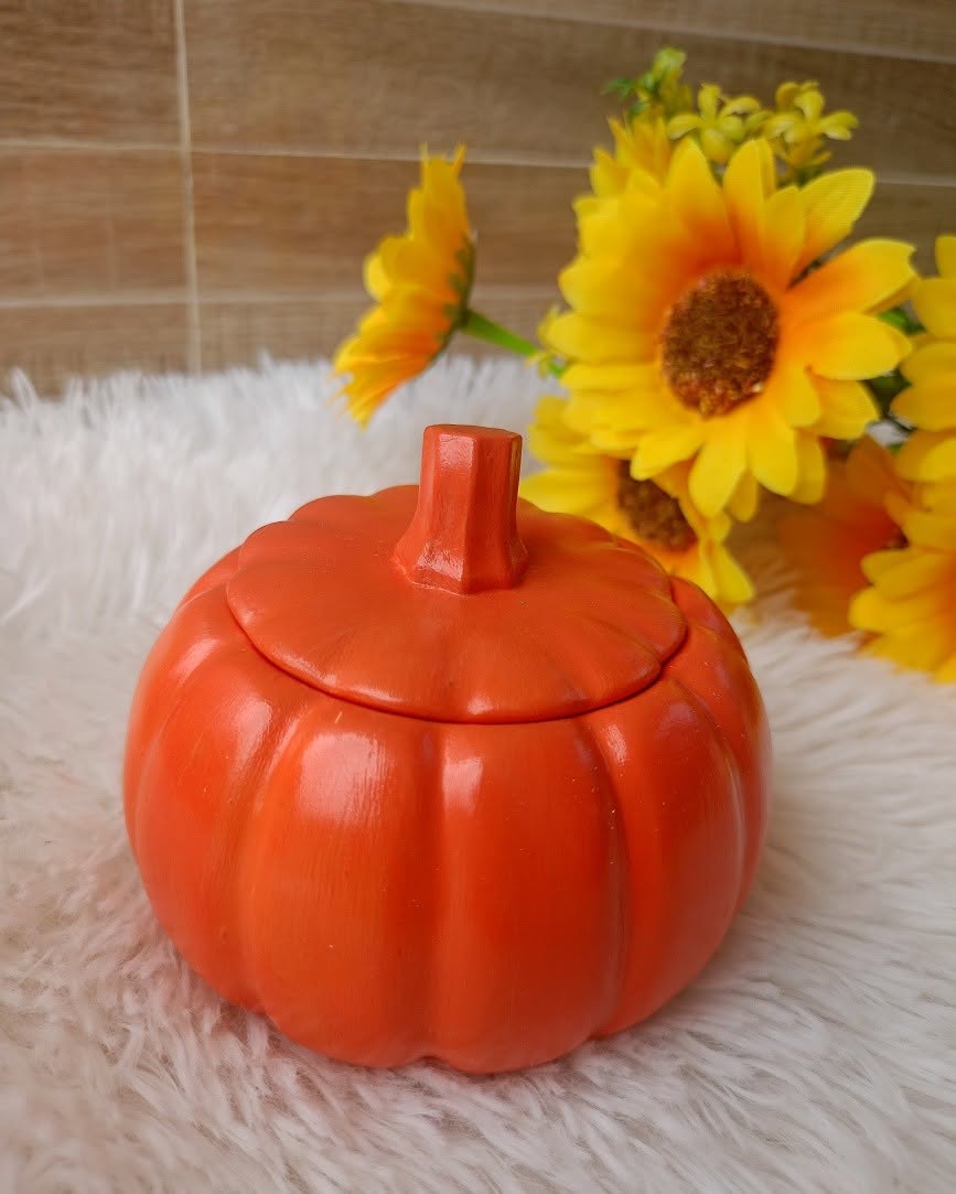 Home decorative candle storage, jewelry organizer - Pumpkin shape storage jar – Image 1