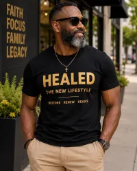 HEALED – The New Lifestyle Tee for Men – 3X, Black/Gold