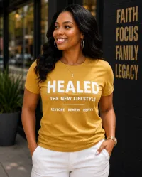 HEALED – The New Lifestyle Tee for Women – 2X, Gold/White