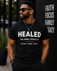 HEALED – The New Lifestyle Tee for Men – S, Black/White
