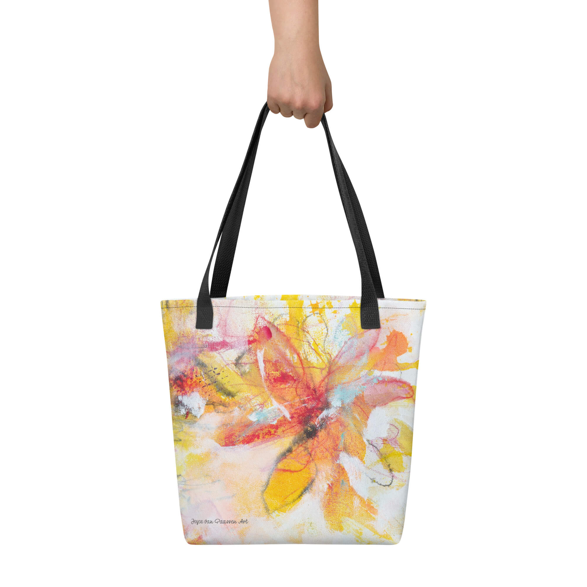 Tote bag Full art print Yellow Orange Flower – Afbeelding 6