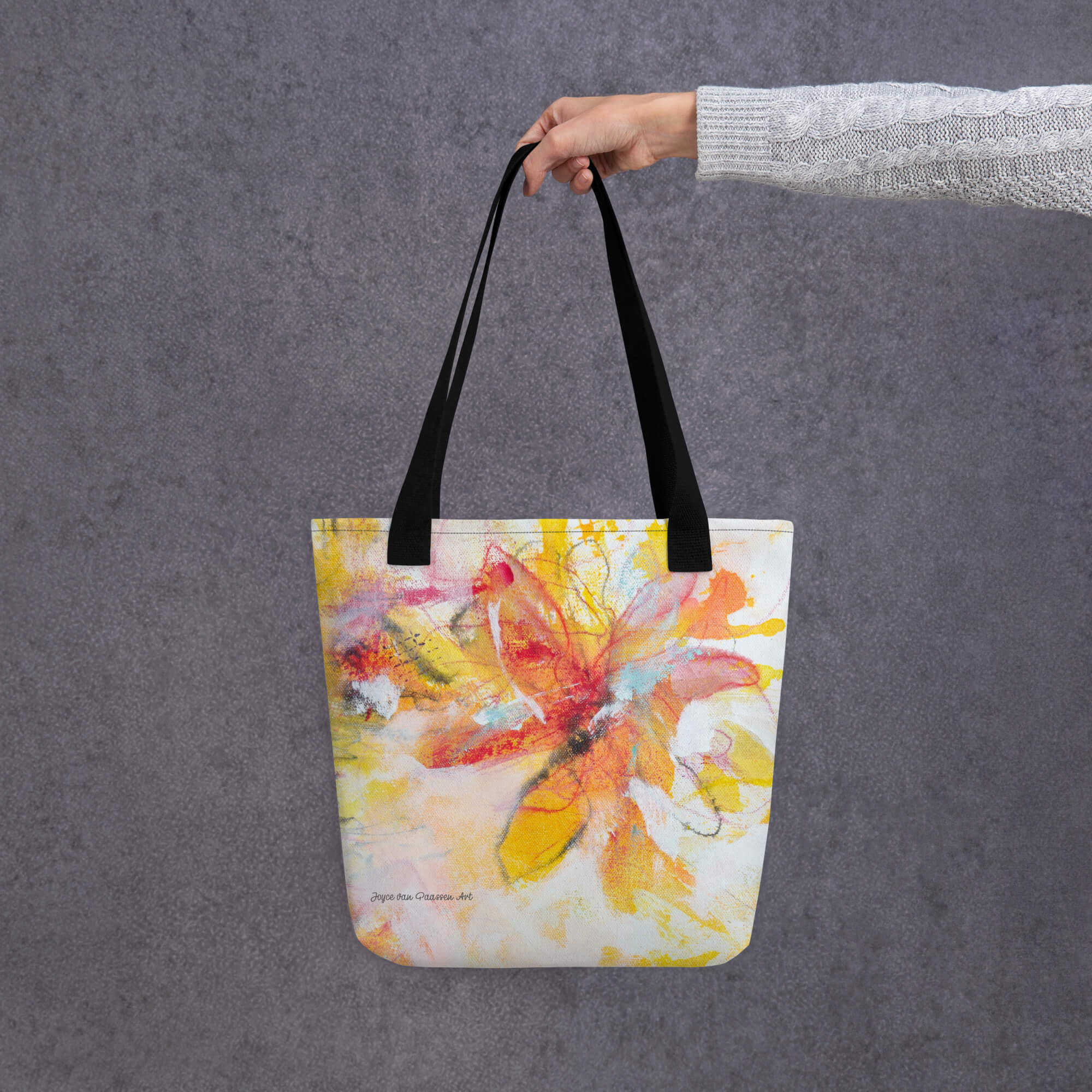 Tote bag Full art print Yellow Orange Flower – Afbeelding 5