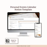 Personal Events Calendar Notion Template – Image 1
