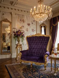 Elegant Stunning Purple Throne Cushioned Bench – Image 1