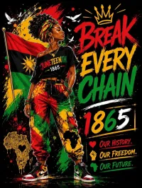  ✊🏾🖤❤️💚 Break Every Chain Juneteenth PNG – Image 1