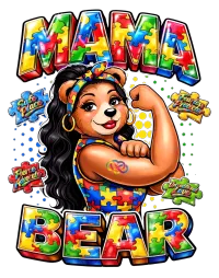 "MAMA BEAR" Autism Awareness PNG – Image 1