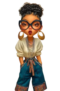  Inquisitive Black Girl With Glasses PNG Duo – Image 2