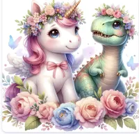 Colorful Cartoon Baby Dinosaur and Unicorn PNG Bundle – Image 4