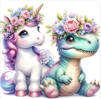 Colorful Cartoon Baby Dinosaur and Unicorn PNG Bundle – Image 7
