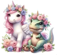 Colorful Cartoon Baby Dinosaur and Unicorn PNG Bundle – Image 8