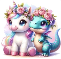 Colorful Cartoon Baby Dinosaur and Unicorn PNG Bundle – Image 2