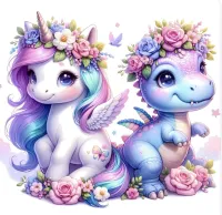 Colorful Cartoon Baby Dinosaur and Unicorn PNG Bundle – Image 5