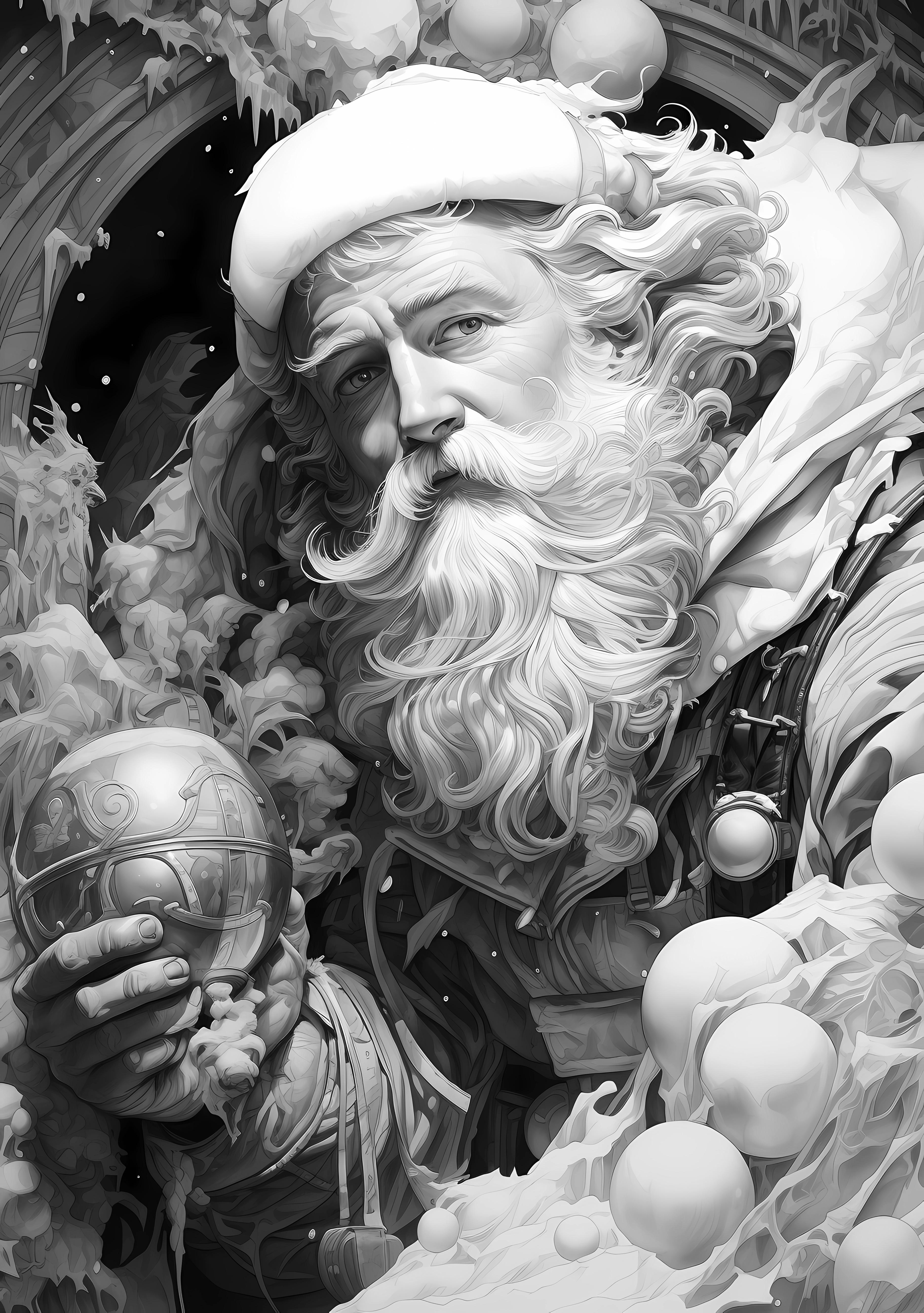  Black & White Santa PNG Bundle – Image 7