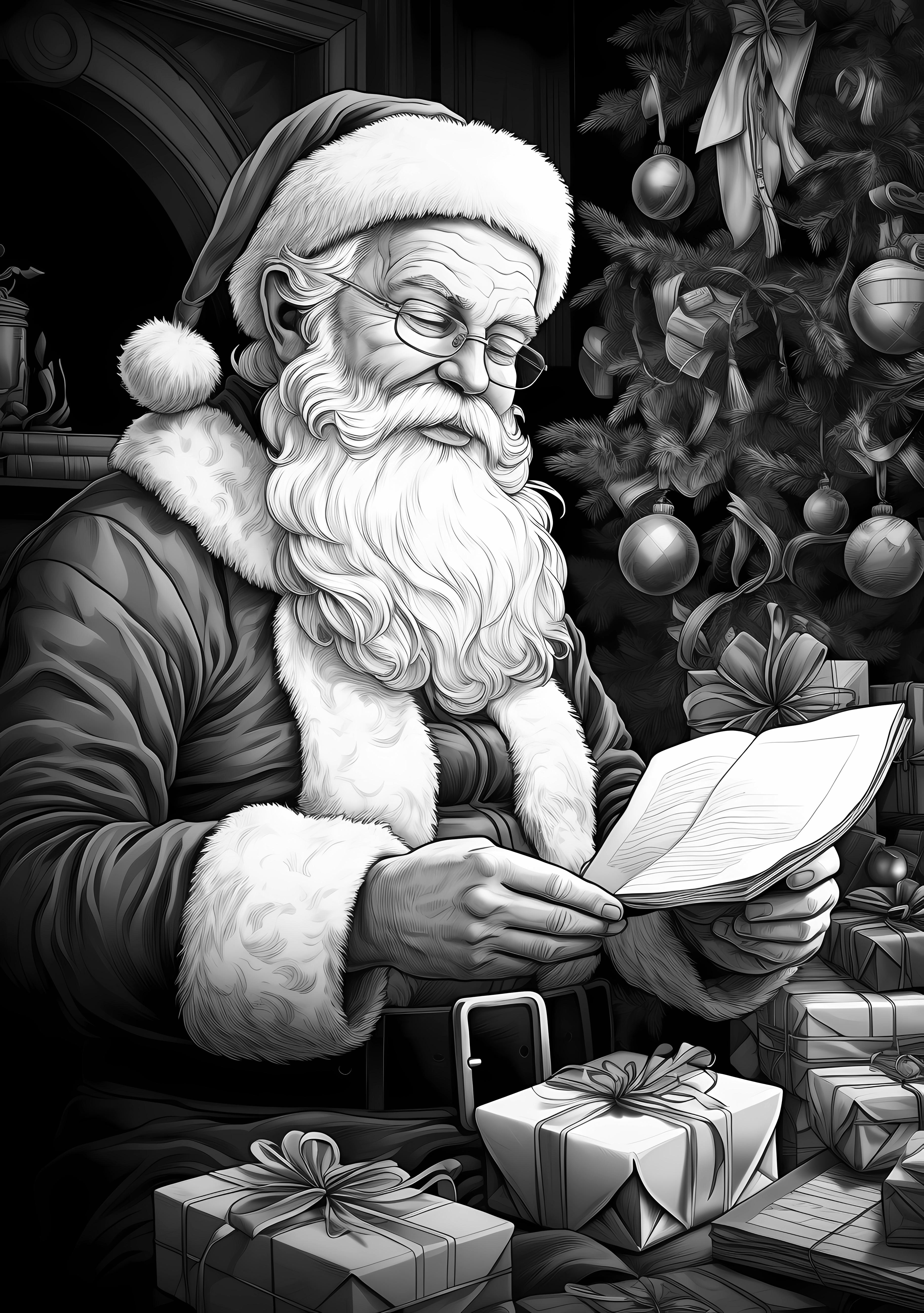  Black & White Santa PNG Bundle – Image 9