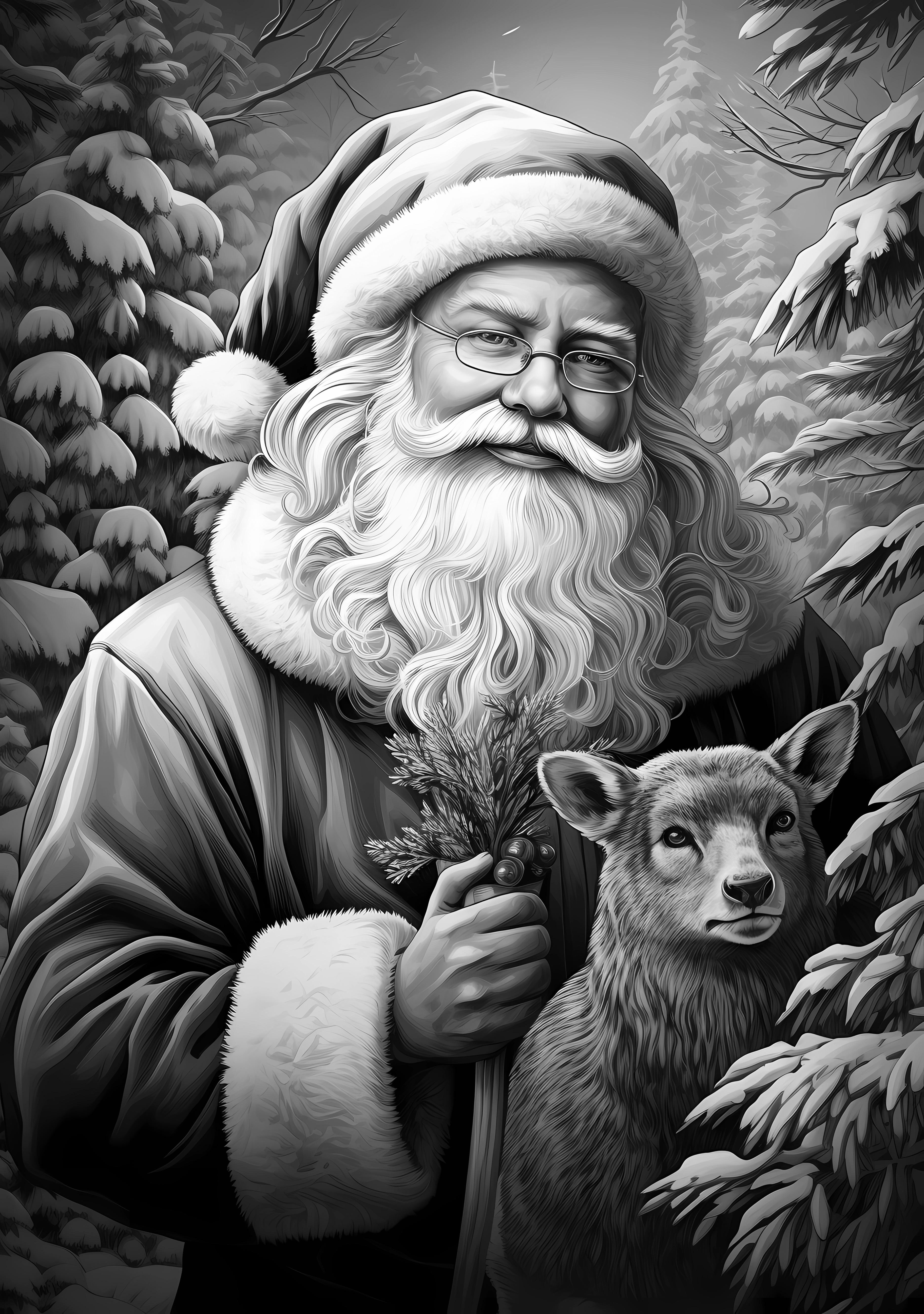  Black & White Santa PNG Bundle – Image 4
