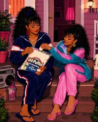 Black, Beautiful & Blessed Female Friends PNG Trio – Image 3