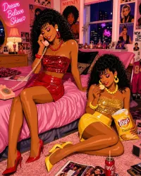 Black, Beautiful & Blessed Female Friends PNG Trio – Image 2