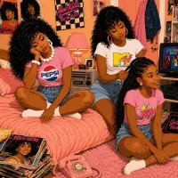 Black, Beautiful & Blessed Female Friends PNG Trio – Image 1