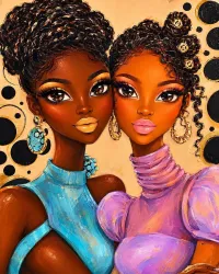Black, Beautiful & Blessed Female Friends PNG Trio – Image 1