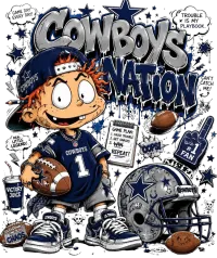  🏈 Dallas Cowboys Mischievous Urban Football Boy PNG  – Image 1