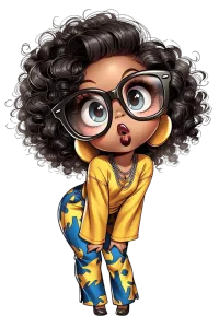 Inquisitive Black Girl With Glasses PNG Duo – Image 1