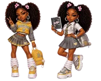 Adorably Cute & Bougie Chibi Teen Girl PNG Bundle – Image 1