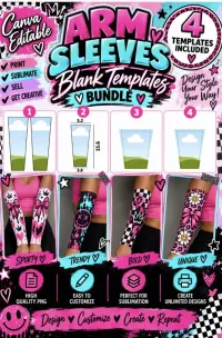  ARM SLEEVES PAIR | BLANK CANVA TEMPLATE | Arm Sleeve Mockup  – Image 2