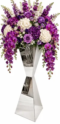 Large Silver Mirrored Vase Rental – Approx. 3 Ft Tall – Image 2