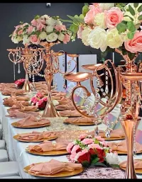 🌸 Rose Gold Crystal Candelabra Centerpiece Rental – Image 1