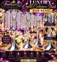 Floral Crystal Centerpiece Stands – Elegant Event Décor Rental – Image 1
