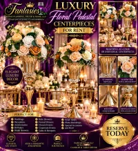 Luxury Gold Floral Pedestal Centerpiece Rental – Image 1