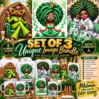  👑 Unique Black Girl Digital Image Trio Bundle – Image 1