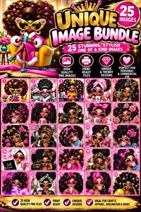 👑25 Unique Black Girl Digital Image Bundle – Image 1