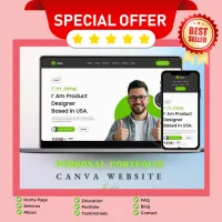 Light Green Personal Portfolio Canva Website Template | Editable One Page Portfolio Landing Page – Image 4