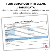 Classroom Management - Student Support: Observation Recording Template – Image 2