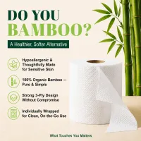 100% Bamboo Toilet Paper | 24 Rolls, 3-Ply, 400 Sheets | Tree-Free, Septic Safe, PFAS Free – Image 3