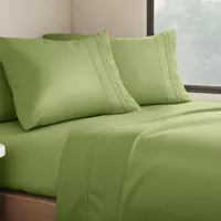 Clara Clark Premier 1800 Collection Queen Deluxe Sheet Set Calla Green - Deep Pocket Microfiber – Image 1