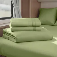 Clara Clark Premier 1800 Collection Queen Deluxe Sheet Set Calla Green - Deep Pocket Microfiber – Image 2
