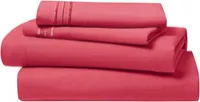 Clara Clark Premier 1800 Collection King Deluxe Sheet Set Coral Pink - Deep Pocket Microfiber – Image 6