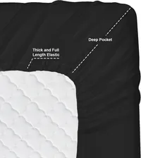 Clara Clark Premier 1800 Collection King Deluxe Sheet Set Black - Deep Pocket Microfiber – Image 2