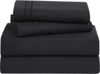 Clara Clark Premier 1800 Collection King Deluxe Sheet Set Black - Deep Pocket Microfiber – Image 3