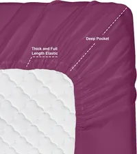 Clara Clark Premier 1800 Collection Twin Deluxe Sheet Set Magenta - Deep Pocket Microfiber – Image 2