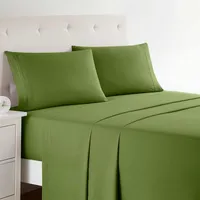 Clara Clark Premier 1800 Collection Twin Deluxe Sheet Set Calla Green - Deep Pocket Microfiber – Image 1
