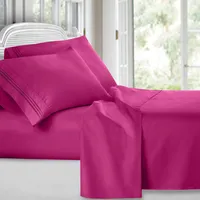 Clara Clark Premier 1800 Collection King Deluxe Sheet Set Magenta - Deep Pocket Microfiber – Image 1