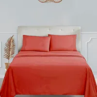 Clara Clark Premier 1800 Collection King Deluxe Sheet Set Orange - Deep Pocket Microfiber – Image 1