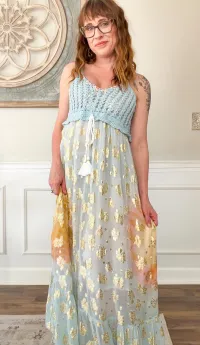 POL Crochet Golden Accent Boho Maxi Dress – Image 7