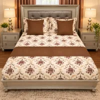 Cocoa Damask Queen Bedsheet Set – 8 Pieces – Image 1