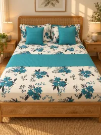 Turquoise Bloom Queen Bedsheet Set – 8 Pieces – Image 5